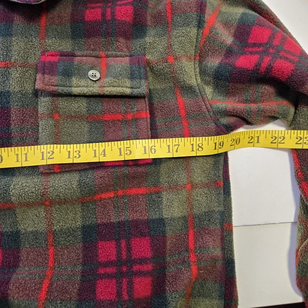 Gap Kids Cozy‎ Half Zip Shirt Jacket Boys Size XL Red And Green Plaid Shacket